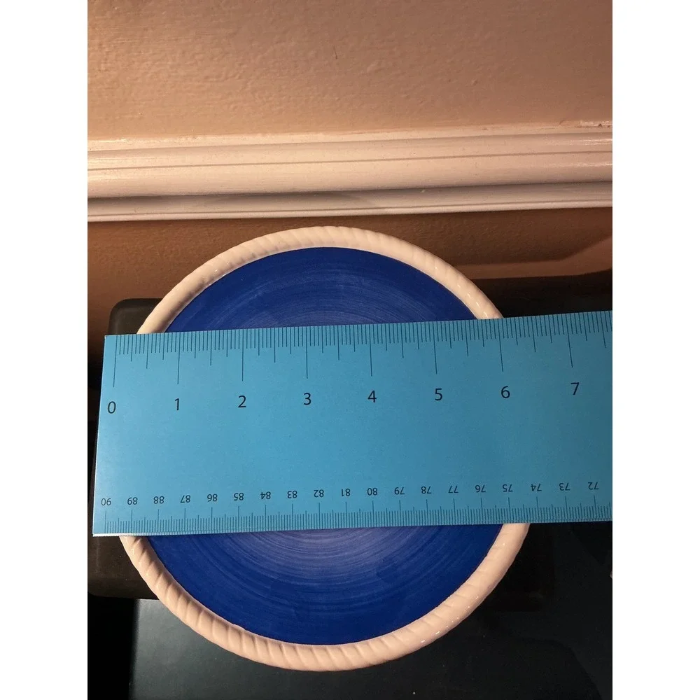 Geo Z Lefton‎ Blue and White Rope Edge Ceramic Cake Stand Retired